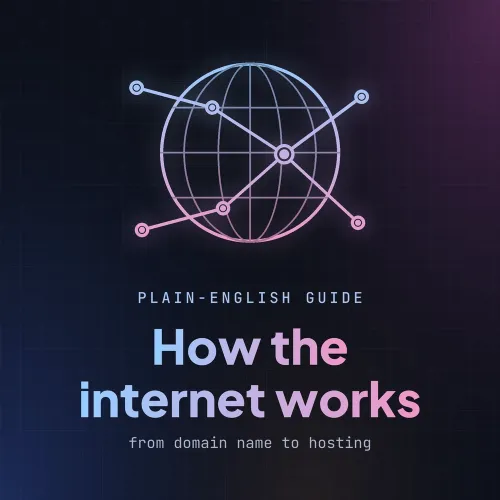 A glowing globe wrapped in a network above the words How the internet works