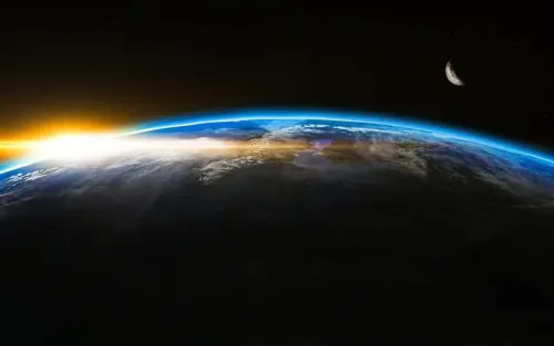 Sunrise over the Earth seen from space