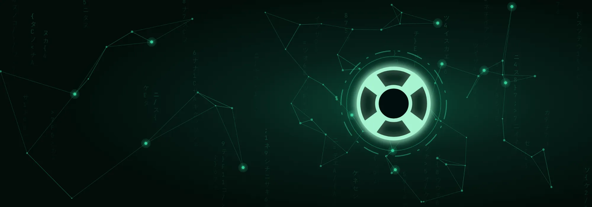 A glowing green lifebuoy on a dark network background, representing rescue for stuck Wix and WordPress websites