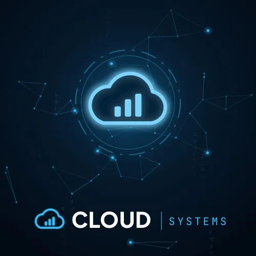 Cirrus cloud business systems: a glowing cloud with dashboard bars