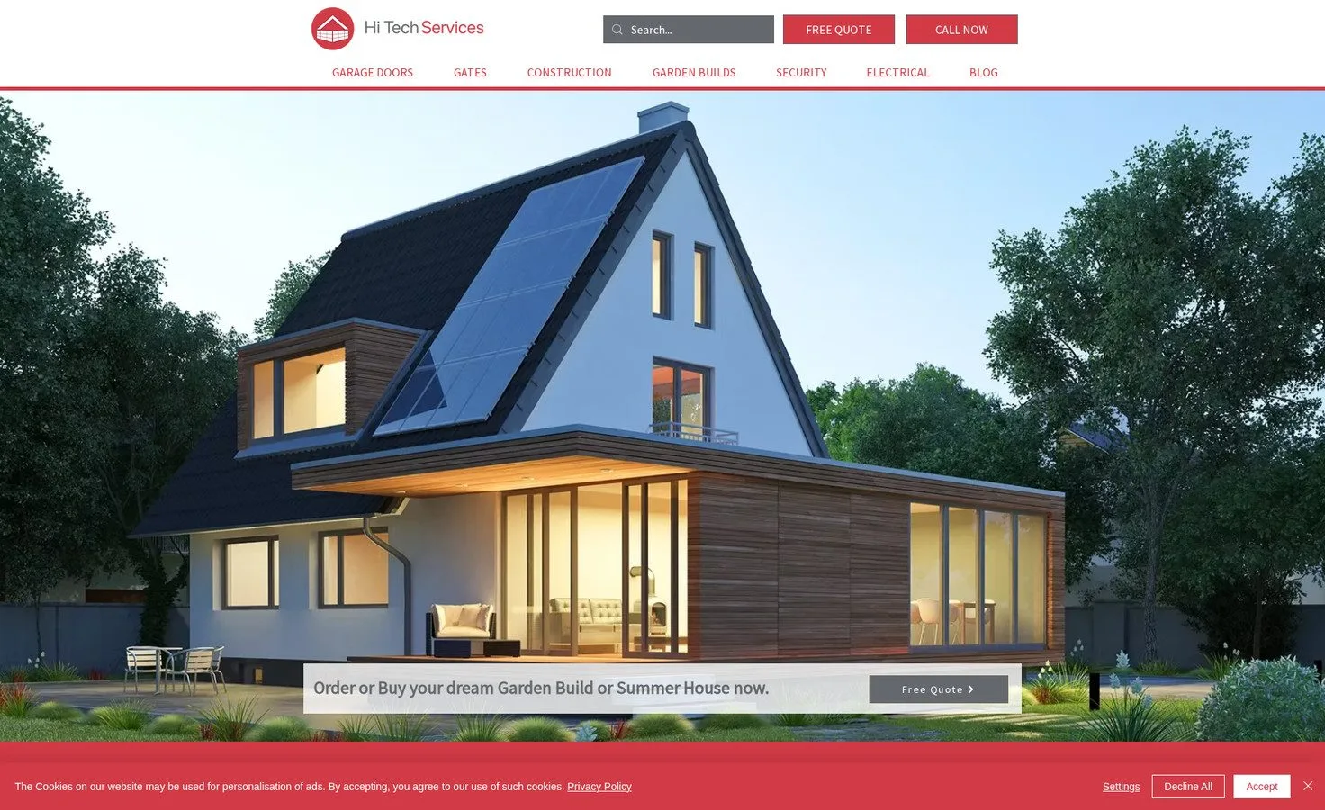 Hi Tech Developments website home page, rebuilt on Wix by Cirrus Design Studio